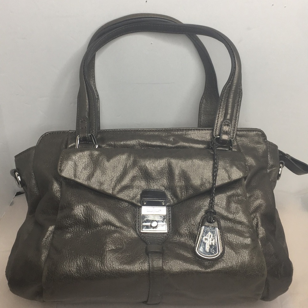 Cole Haan Zoe Satchel in metallic silver